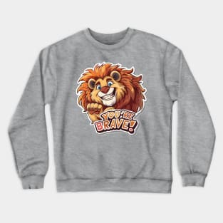 Brave Lion Cartoon Sticker Crewneck Sweatshirt